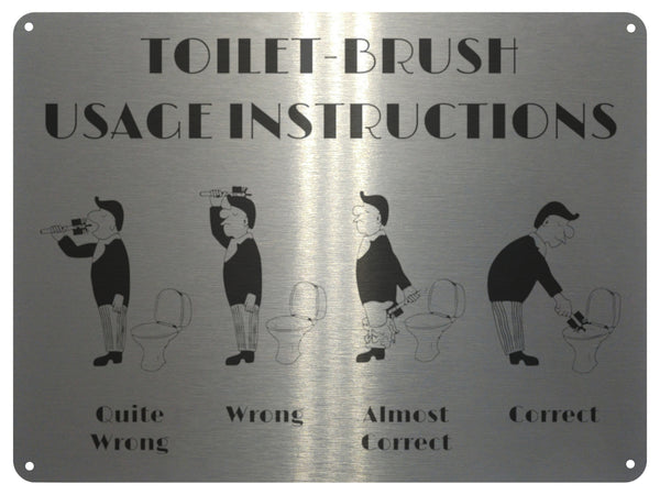 UV033 TOILET-BRUSH USAGE INSTRUCTIONS Funny Metal Aluminium Plaque Sign Door A4