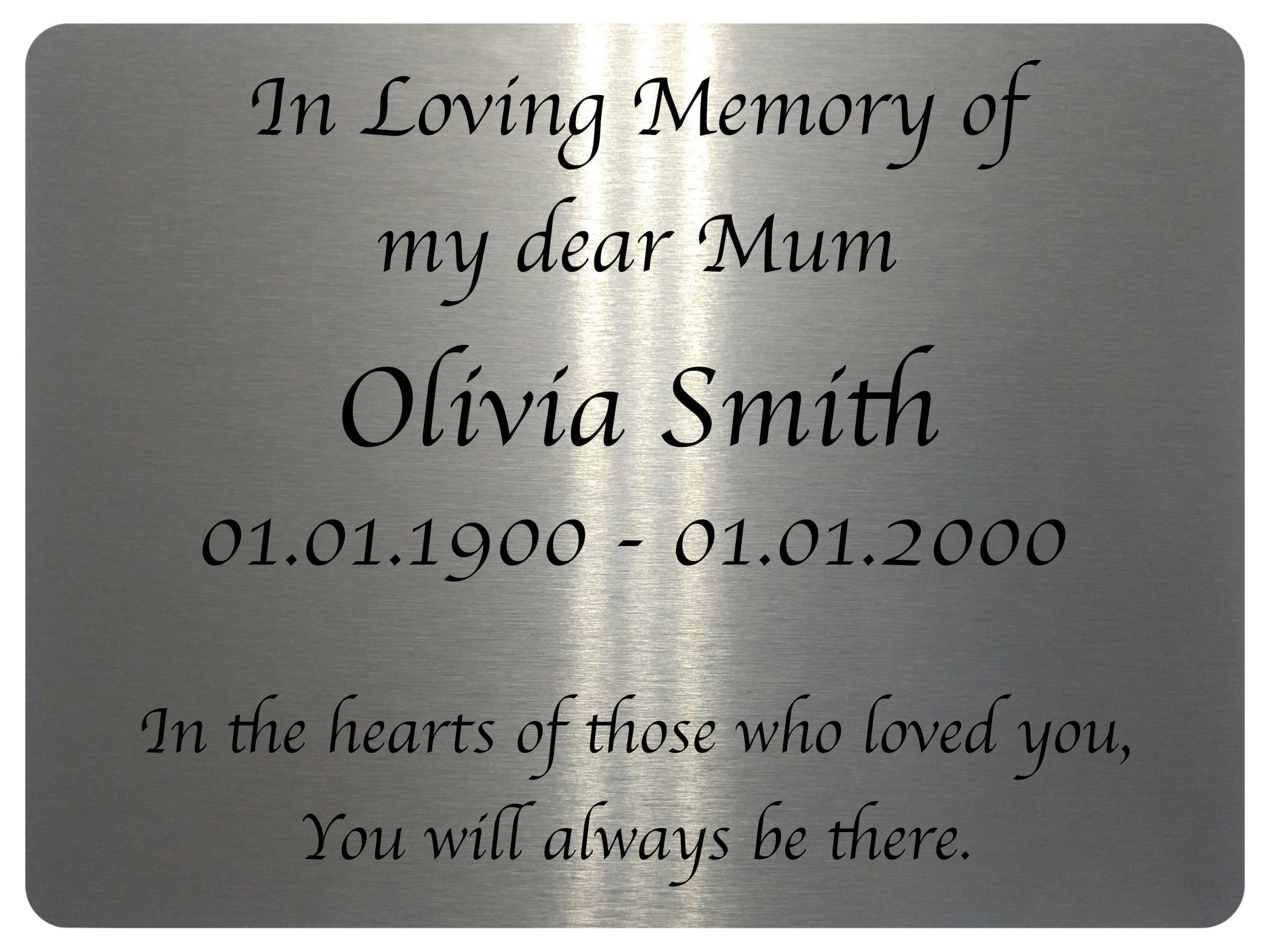 2295 Custom Personalised Memorial Funeral Grave Metal Aluminium Sign Plaque