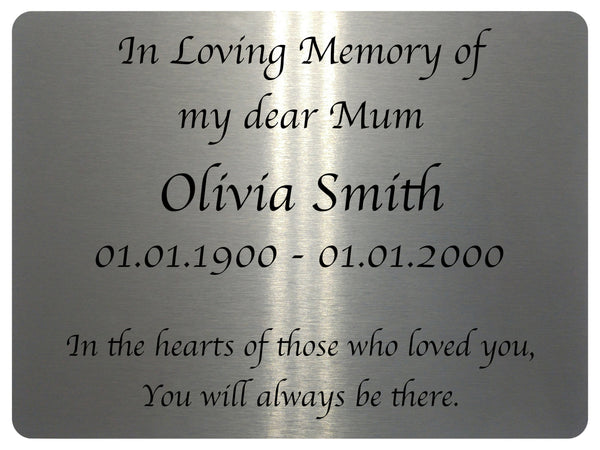 2295 Custom Personalised Memorial Funeral Grave Metal Aluminium Sign Plaque