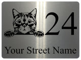 2261 Custom Personalised Address Cat Door Gate Metal Aluminium Sign Plaque