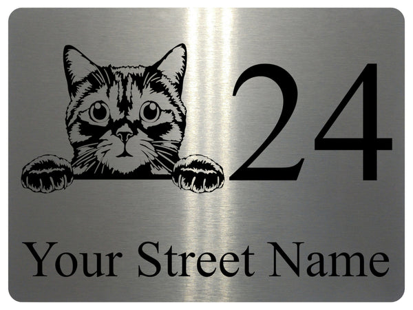 2261 Custom Personalised Address Cat Door Gate Metal Aluminium Sign Plaque