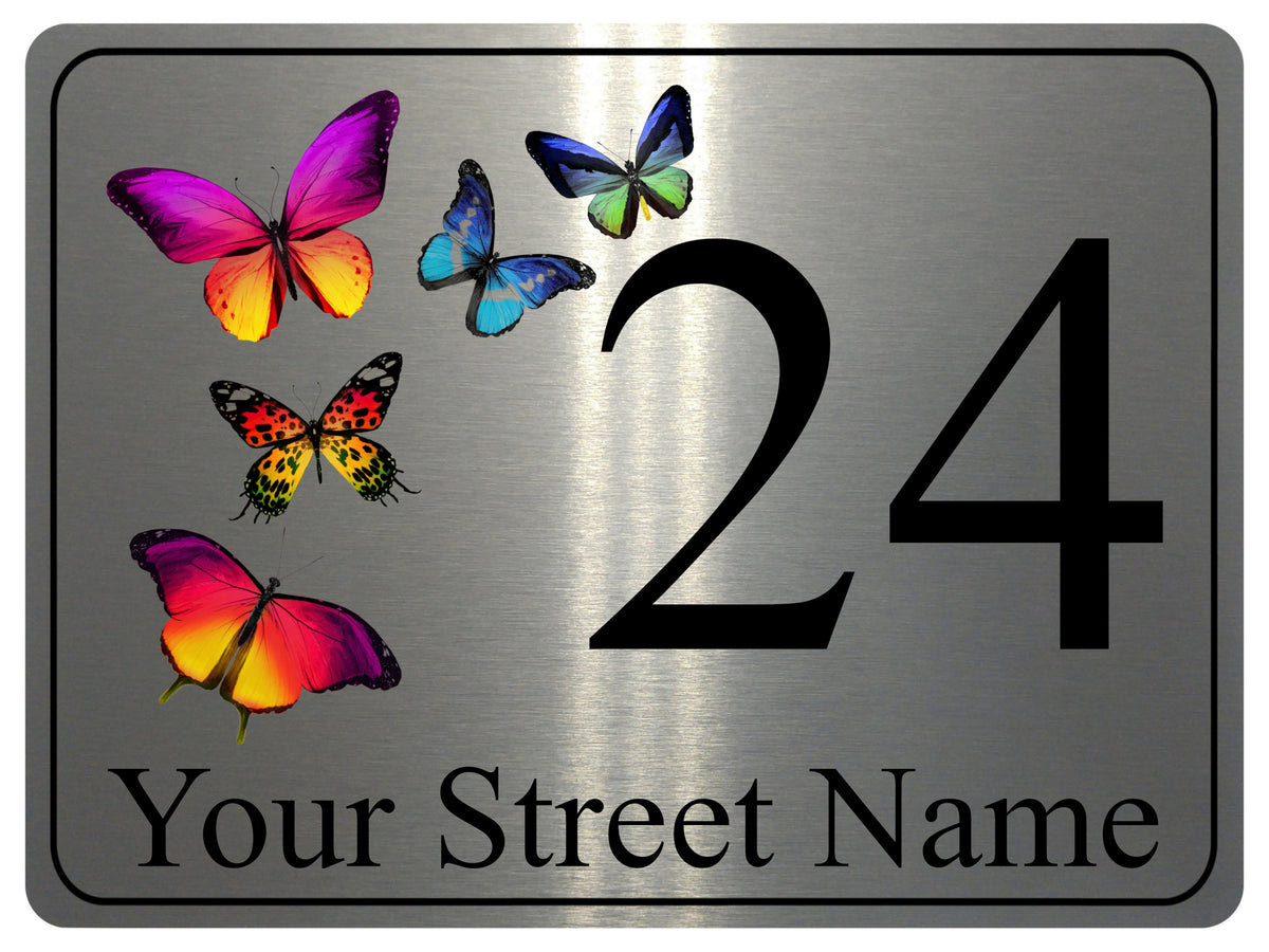 2211 Custom Personalised Address Butterflies Door Metal Aluminium Sign Plaque