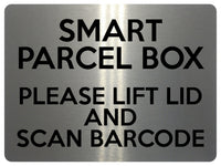 2233 Smart Parcel Box Lift Lid And Scan Barcode Metal Aluminium Plaque Sign