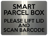 2233 Smart Parcel Box Lift Lid And Scan Barcode Metal Aluminium Plaque Sign