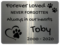 2300 Custom Personalised Memorial Pets Dog Cat Metal Aluminium Sign Plaque