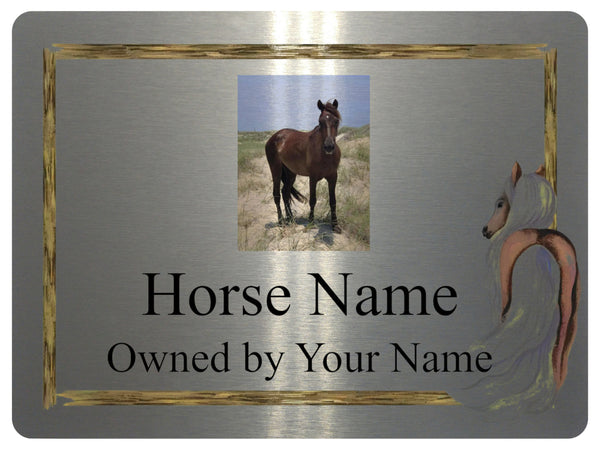 2228 Custom Personalised Horse Photo Name Stable Metal Aluminium Sign Plaque