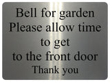 1910 Bell for garden Please allow time to front door Metal Aluminium Plaque Sign