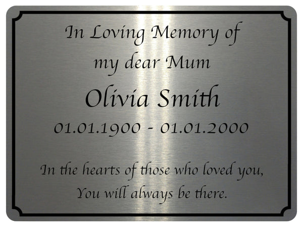 2296 Custom Personalised Memorial Funeral Grave Metal Aluminium Sign Plaque