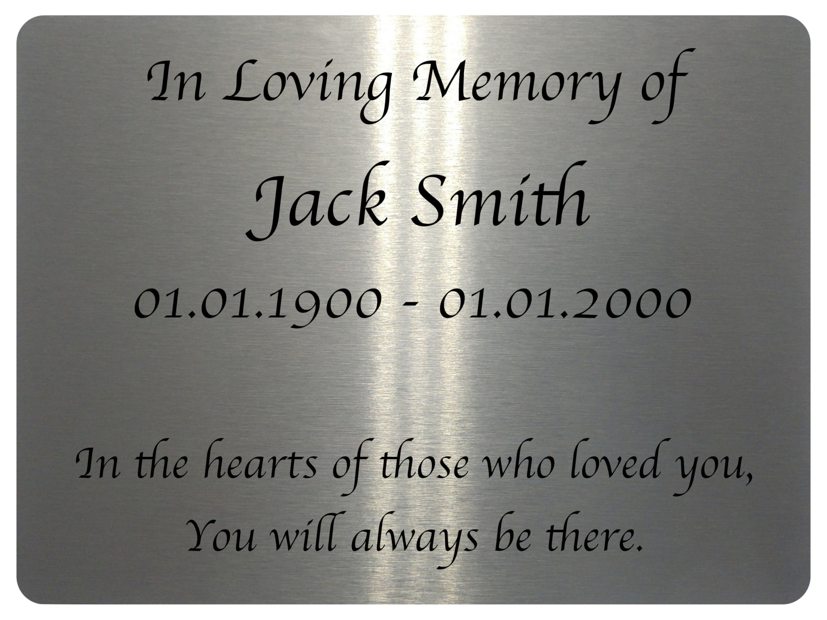 2291 Custom Personalised Memorial Funeral Grave Metal Aluminium Sign Plaque