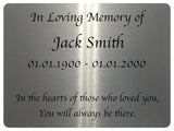 2291 Custom Personalised Memorial Funeral Grave Metal Aluminium Sign Plaque