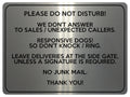 2318 Please do not Disturb NO JUNK MAIL Door Gate Metal Aluminium Plaque Sign
