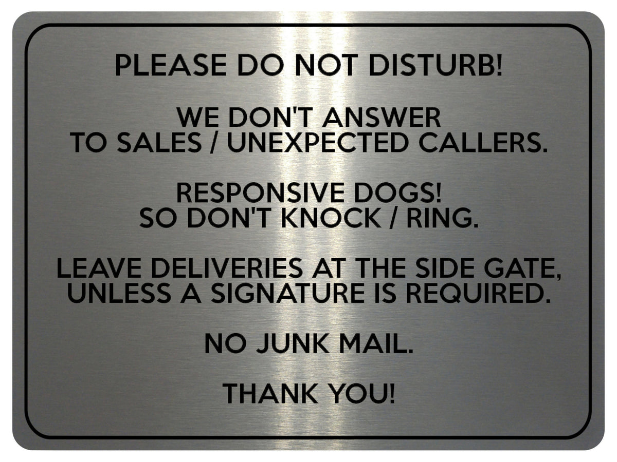 2318 Please do not Disturb NO JUNK MAIL Door Gate Metal Aluminium Plaque Sign
