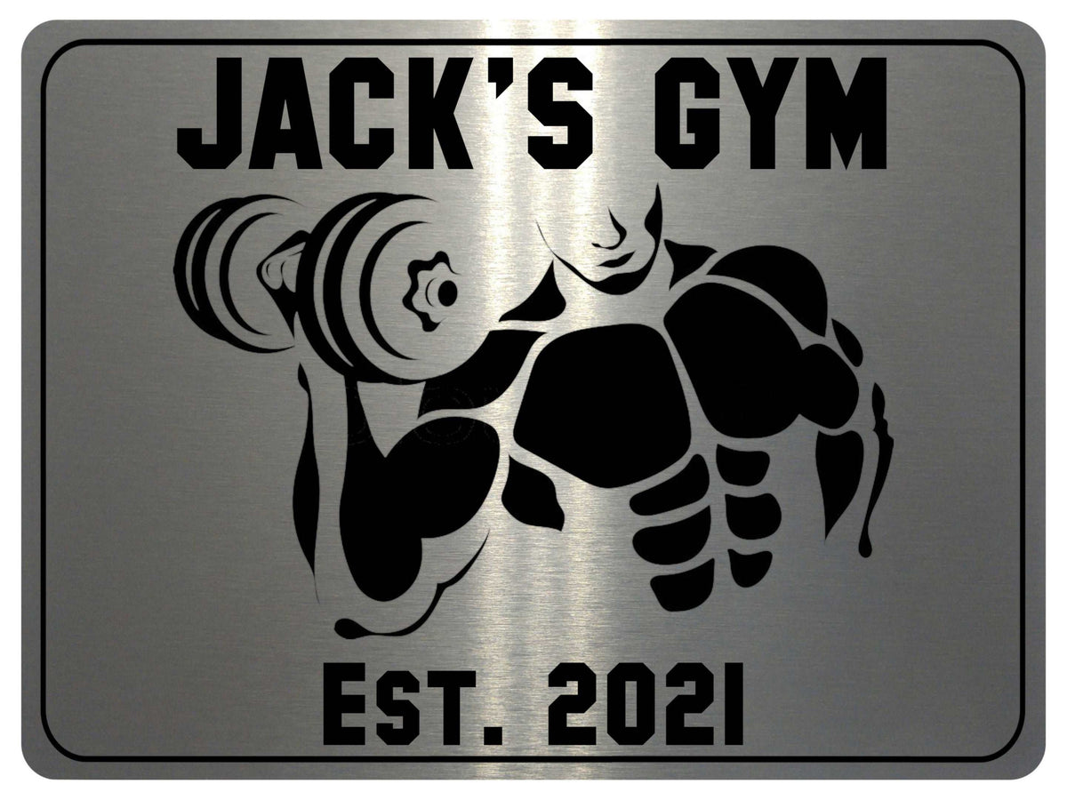 1219 Custom Personalised GYM Metal Aluminium Sign Plaque Door Gate Wall Fitness