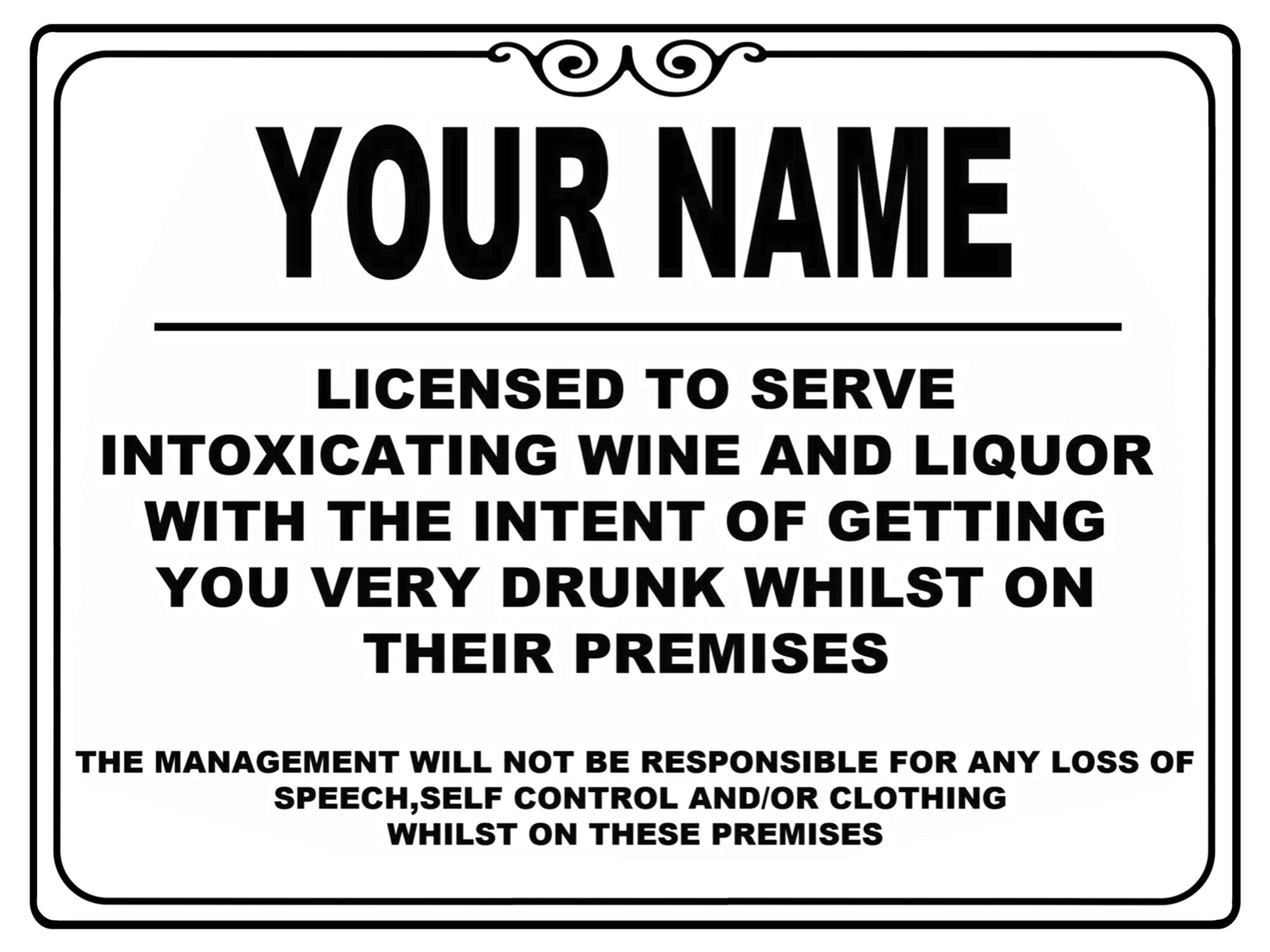 107 Personalised Name Licensed Funny Metal Aluminium Sign Plaque Door Wall Pub Bar