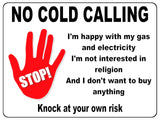 1075 STOP NO COLD CALLING Metal Aluminium Plaque Sign Door Gate House Office