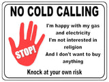 1076 STOP NO COLD CALLING Metal Aluminium Plaque Sign Door Gate House Office