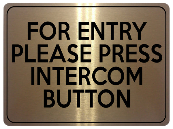 Intercom Sign Printable 1940 FOR ENTRY PLEASE PRESS INTERCOM BUTTON Door Metal Aluminium Plaqu ...
