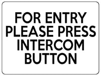 1939 FOR ENTRY PLEASE PRESS INTERCOM BUTTON Door Metal Aluminium Plaque Sign