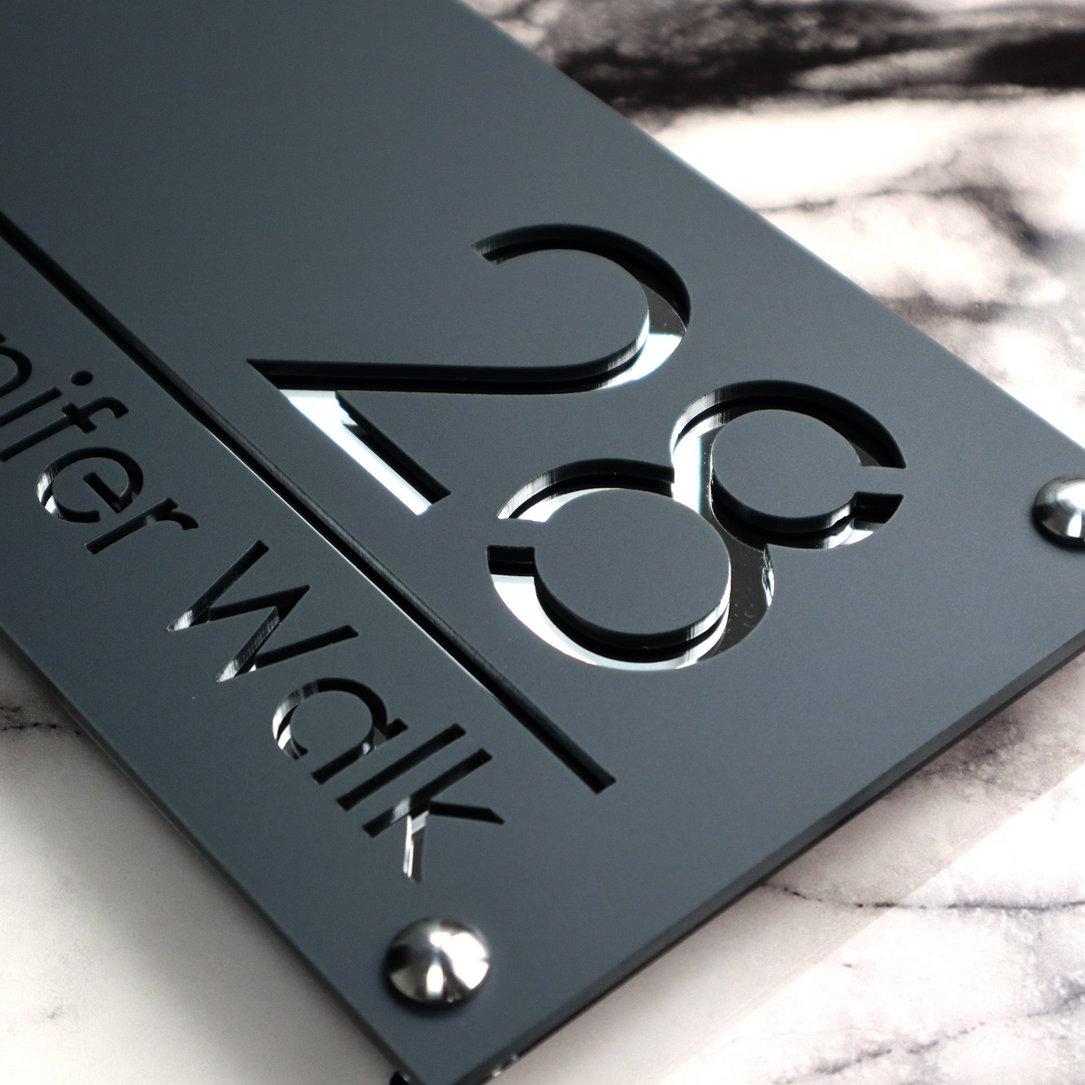 K Smart Sign Luxe A4 Door Address Plaque House Number Sign Grey