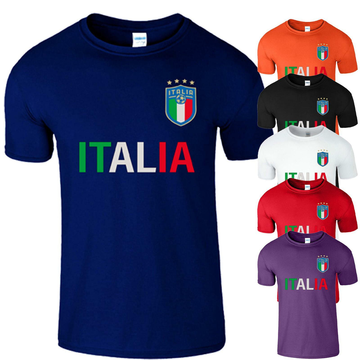 Men's Italy Football Italian Flag Graphic T-Shirt