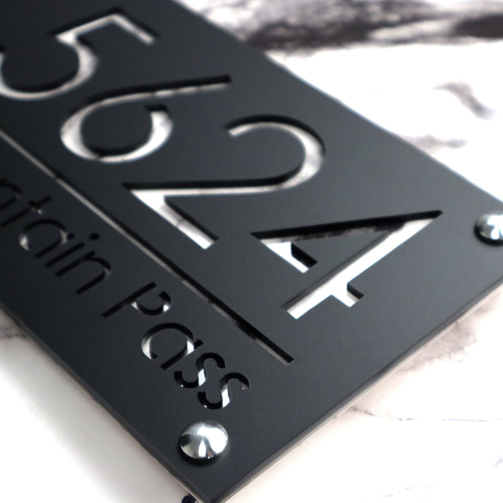 K Smart Sign Luxe A4 Custom House Numbers Plaque Black 280mm x 140mm
