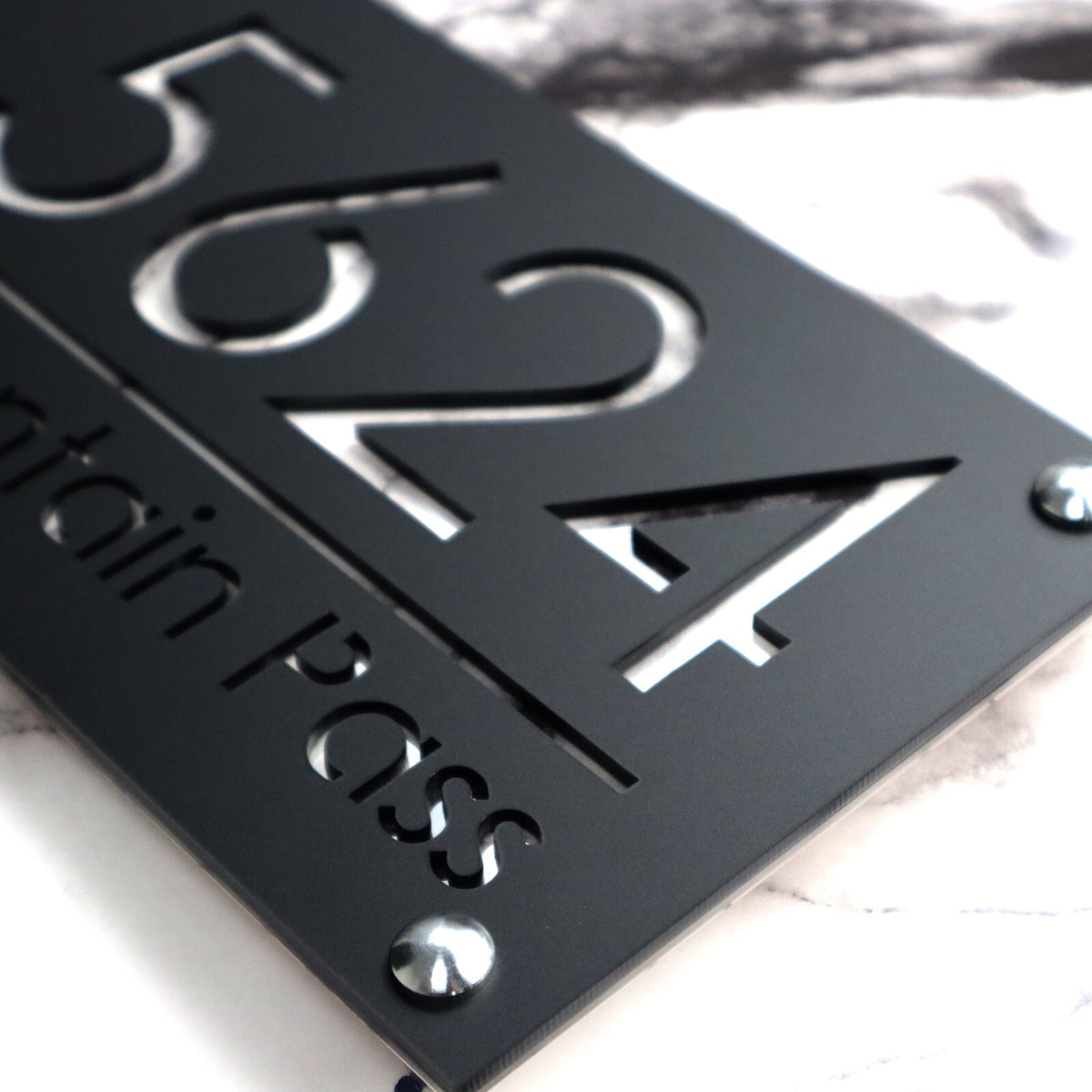 K Smart Sign Luxe A4 Custom House Numbers Plaque Black 280mm x 140mm