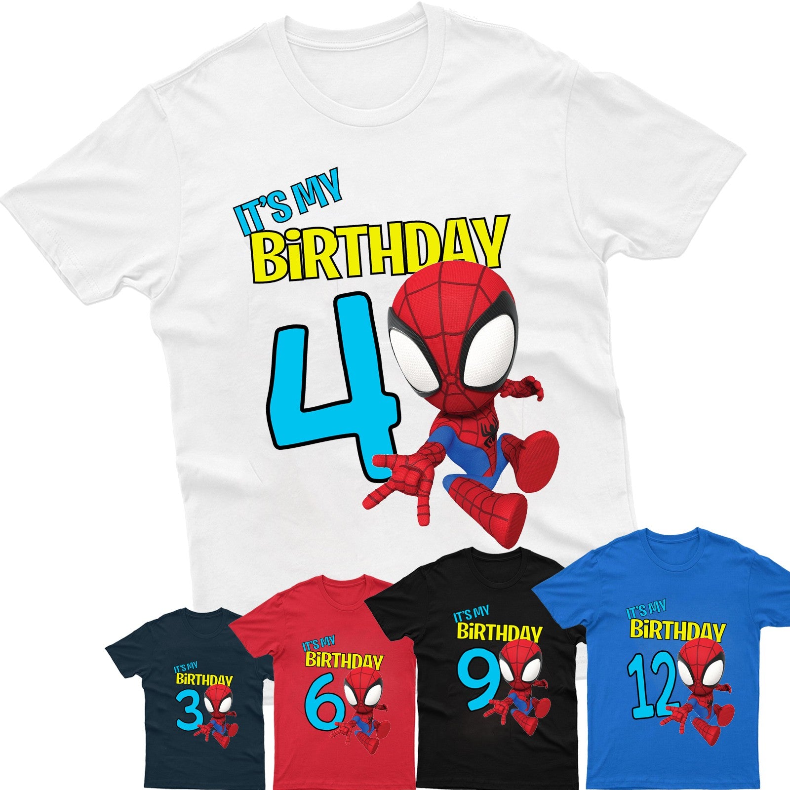 Kids Superhero Birthday Celebration Cotton Crew Neck T-Shirt