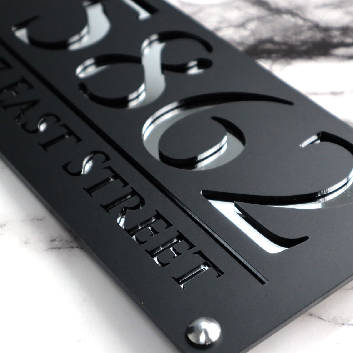 K Smart Sign Luxe A4 Custom House Numbers Plaque Black 28x14cm