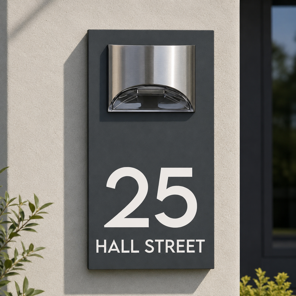 Personalised House Numbers Address Plaque LED Solar Light Sign 280mm x 160mm
