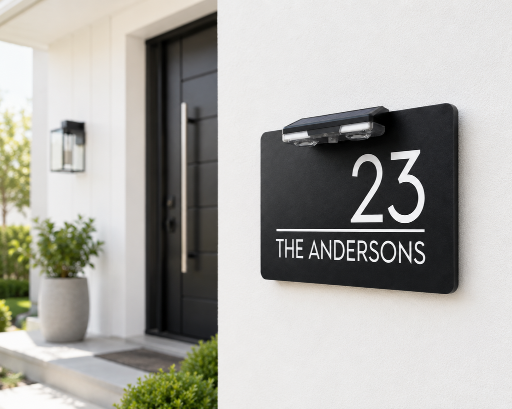 Personalised Door Numbers Signs Custom House Number Plaque Black 20x13cm