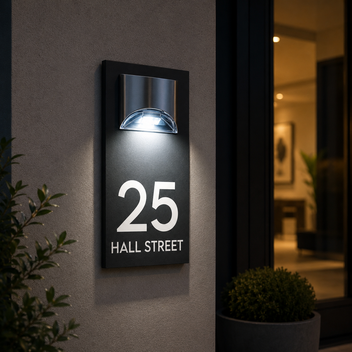 Personalised House Numbers Address Plaque LED Solar Light Sign 280mm x 160mm
