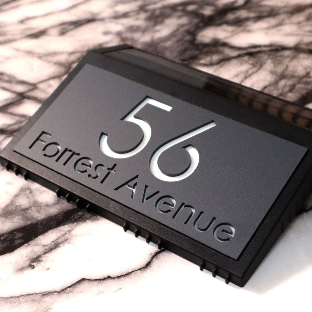 Personalised LED Solar Light House Numbers Address Plaque 160mm x 220mm