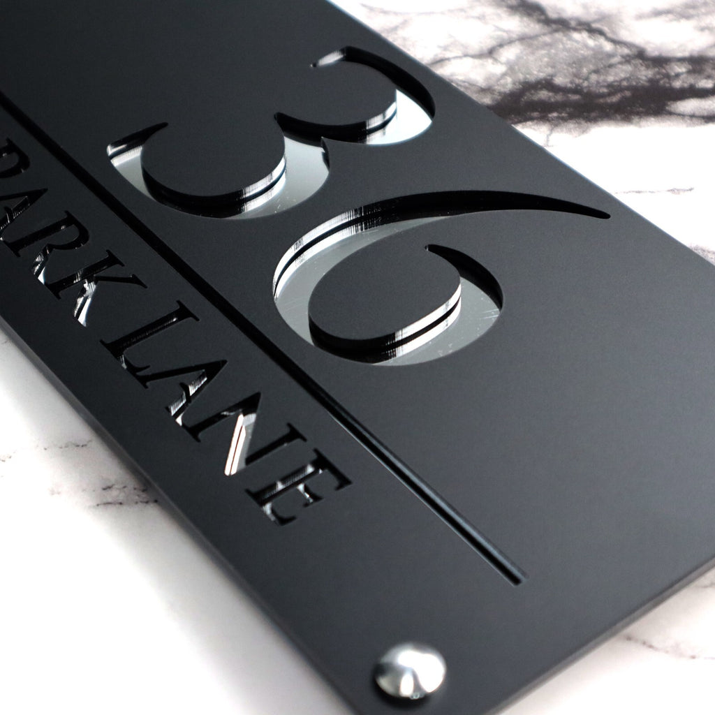 K Smart Sign Luxe A4 Custom House Numbers Plaque Black 28x14cm