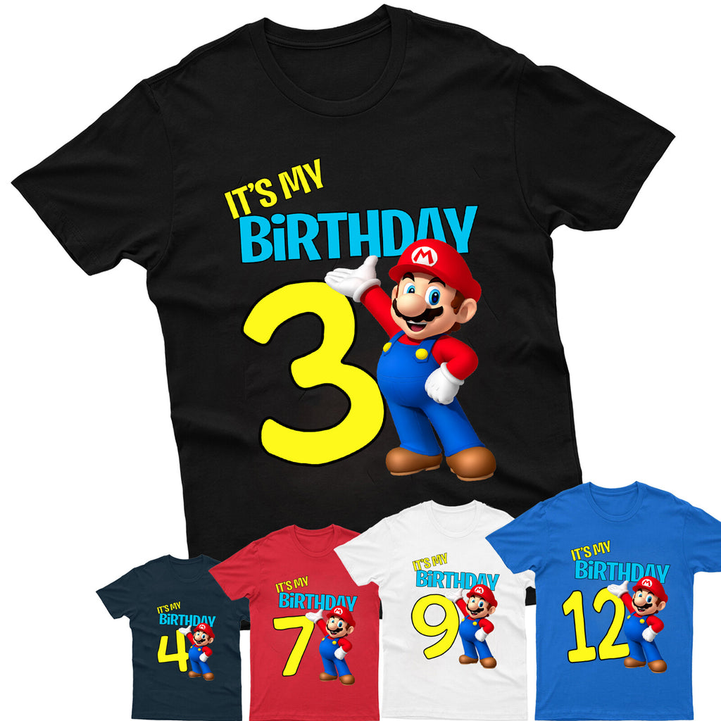 Kids' Mario It's My Birthday Gaming Graphic T-Shirt