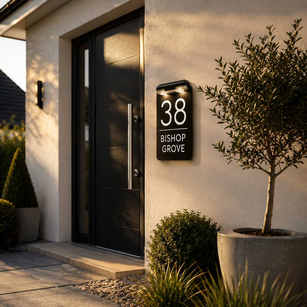 Personalised Door Numbers Signs Custom House Number Plaque Black 20x13cm