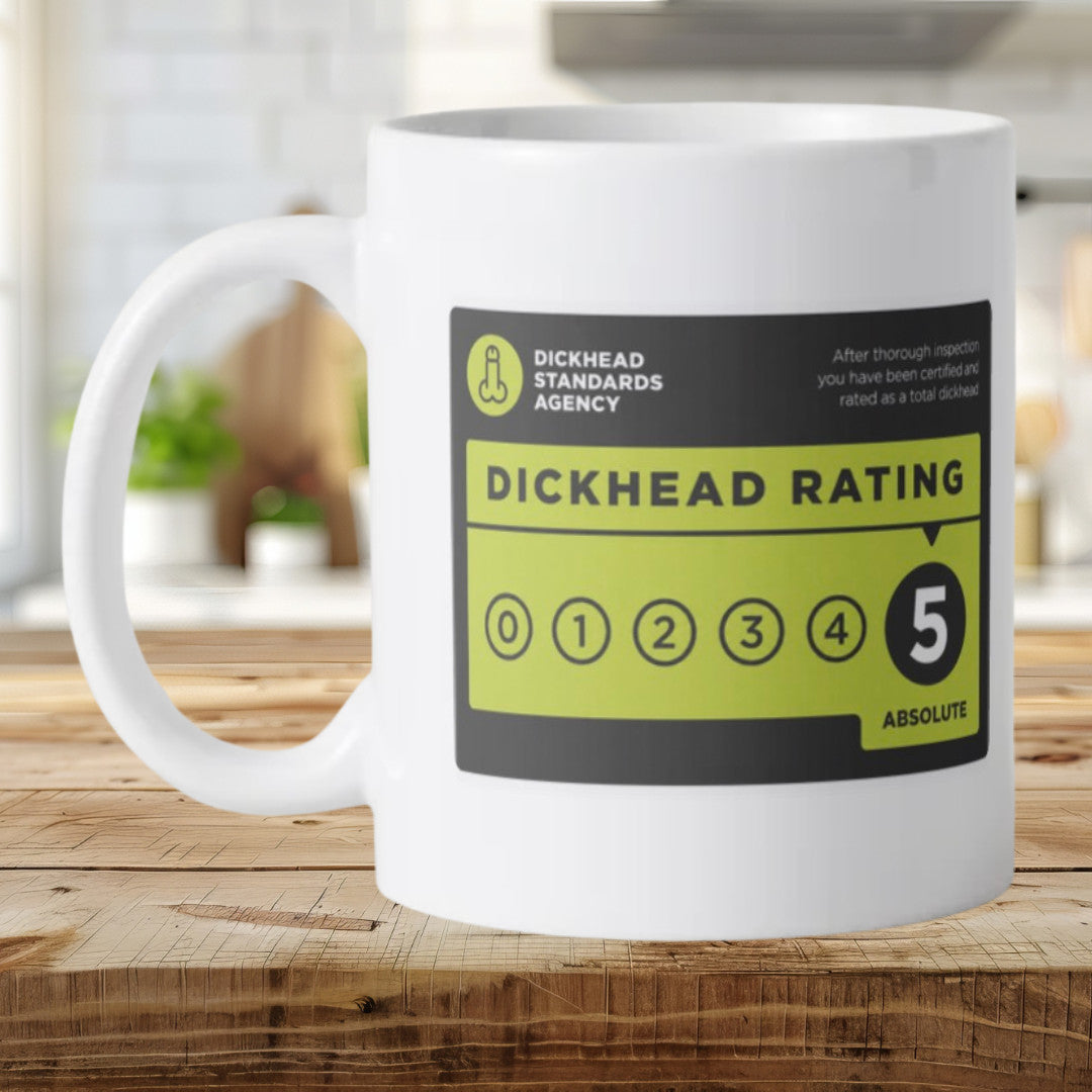 Funny Dickhead Rating Novelty Coffee Mug White 325ml