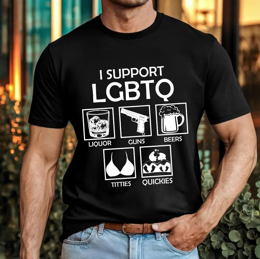 Men's I Support LGBTQ Meme Graphic Novelty T-Shirt