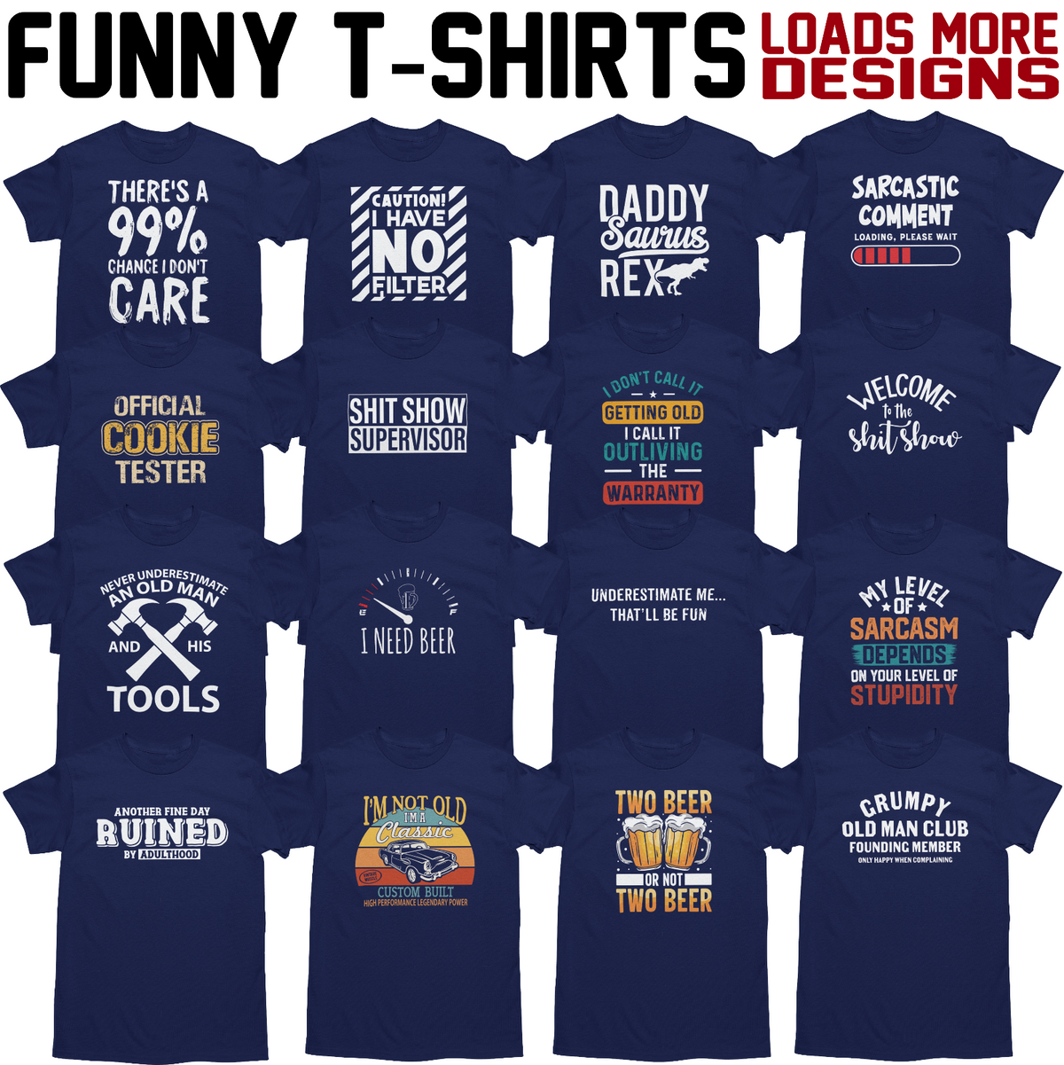 Men's Funny Novelty Joke Graphic T-Shirt Navy