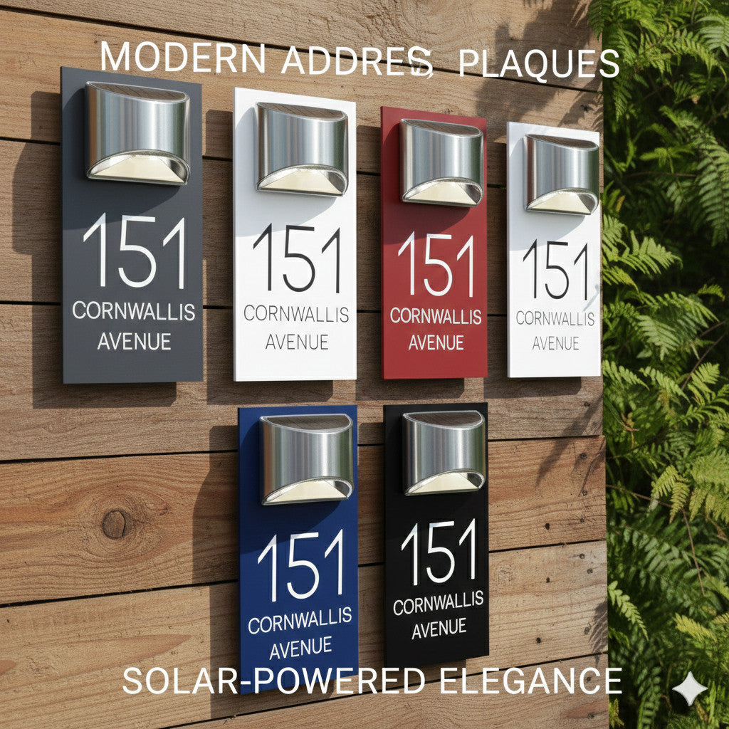 Blitztech Exalted LED Solar Modern House Numbers Plaque 280mm x 160mm