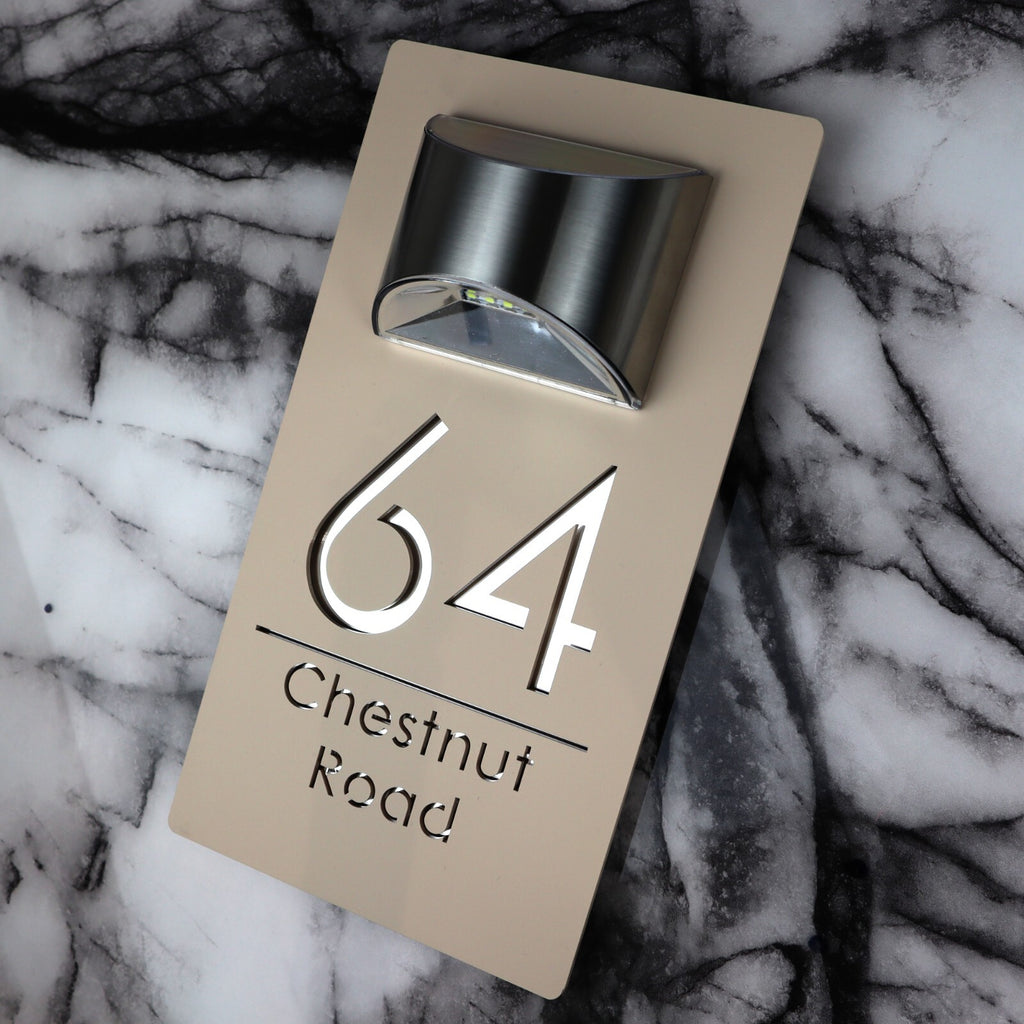 Solar Bellissima LED Custom House Numbers Plaque 160mm x 300mm