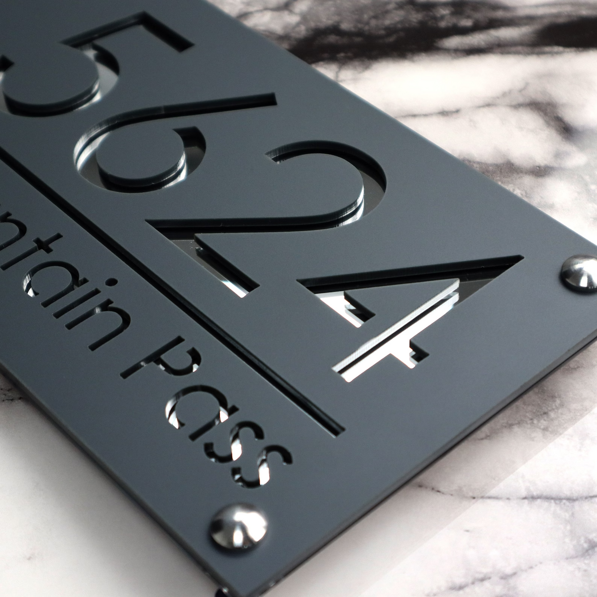 K Smart Sign Luxe A4 Door Address Plaque House Number Sign Grey