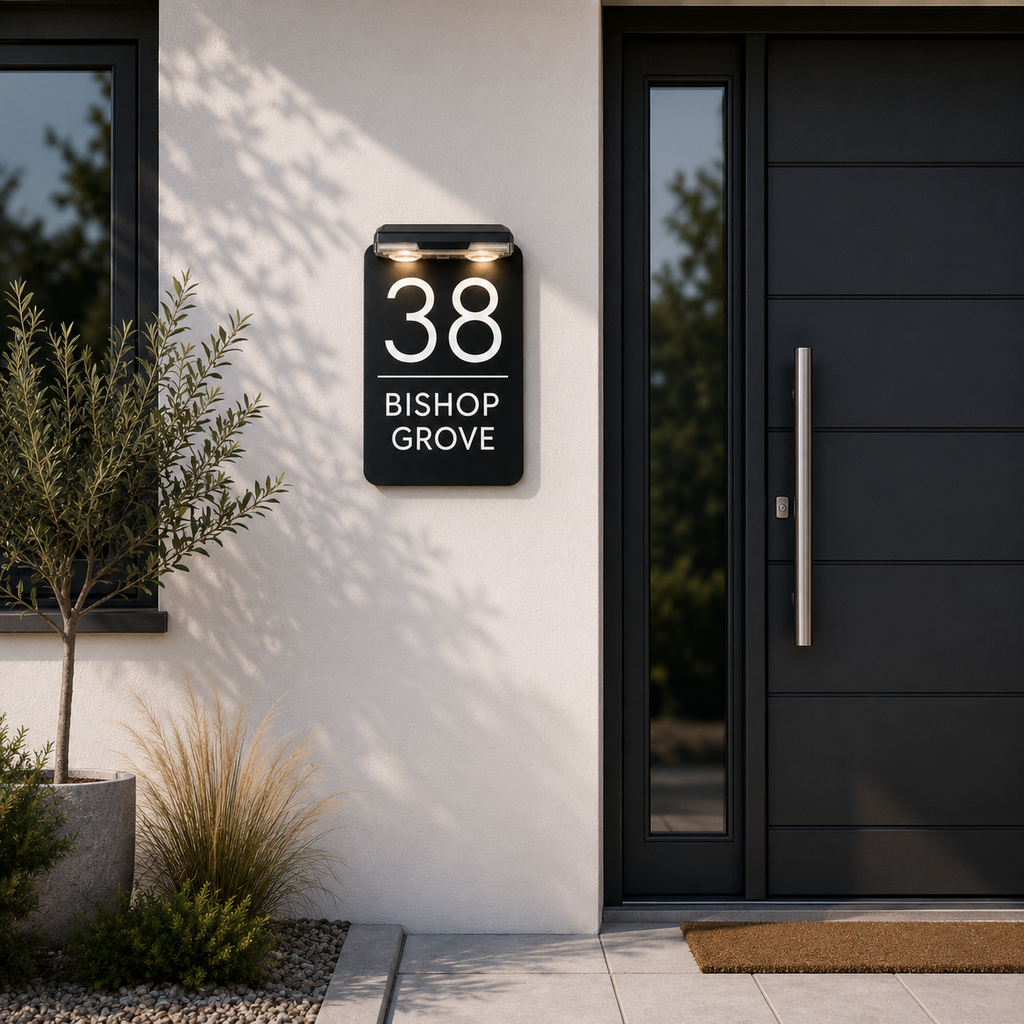 Personalised Door Numbers Signs Custom House Number Plaque Black 20x13cm