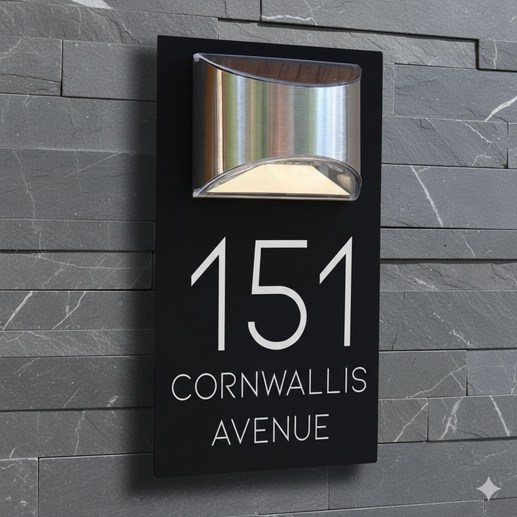 Blitztech Exalted LED Solar Modern House Numbers Plaque 280mm x 160mm
