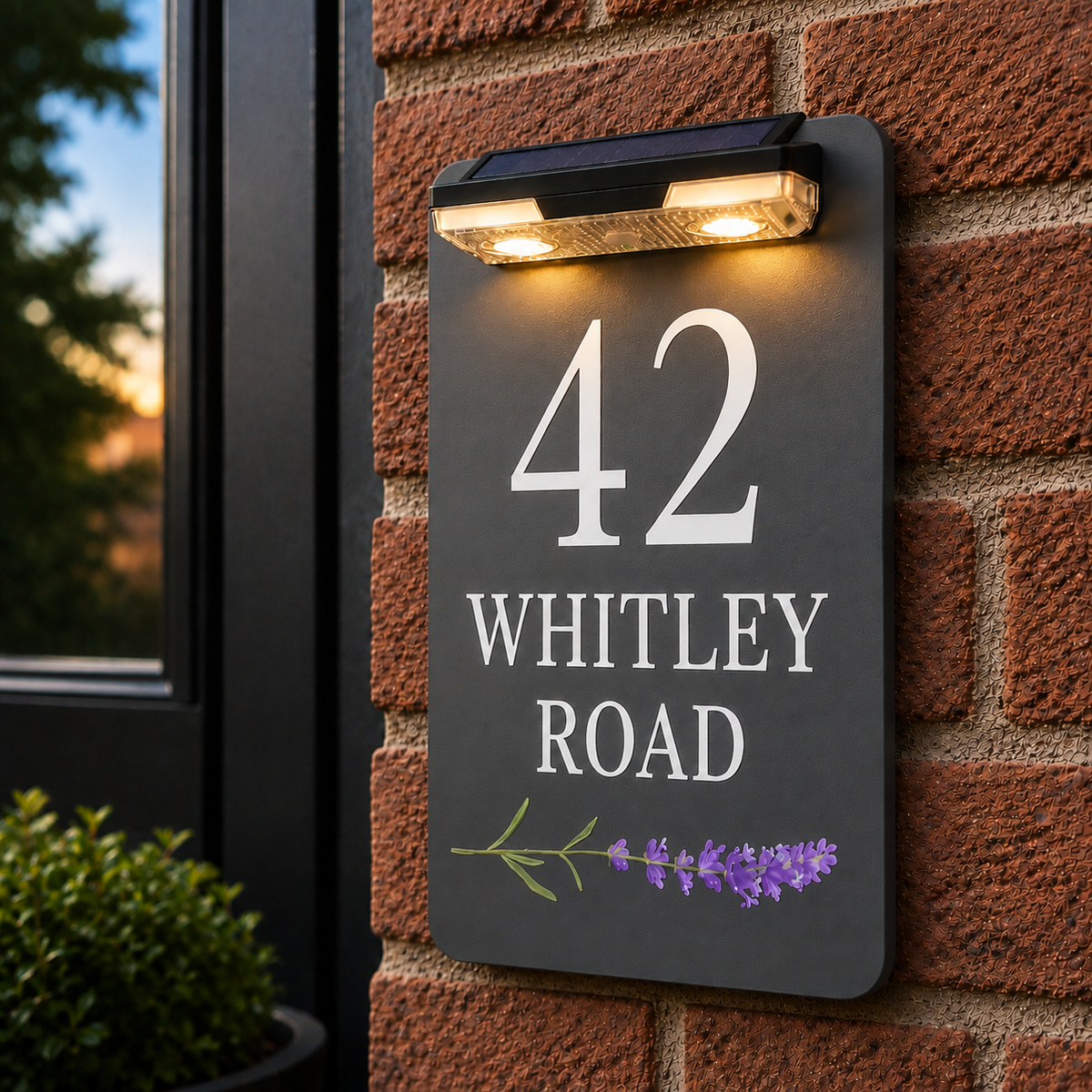 Custom House Numbers Address Plaque LED Solar Light Door Sign 20x13cm