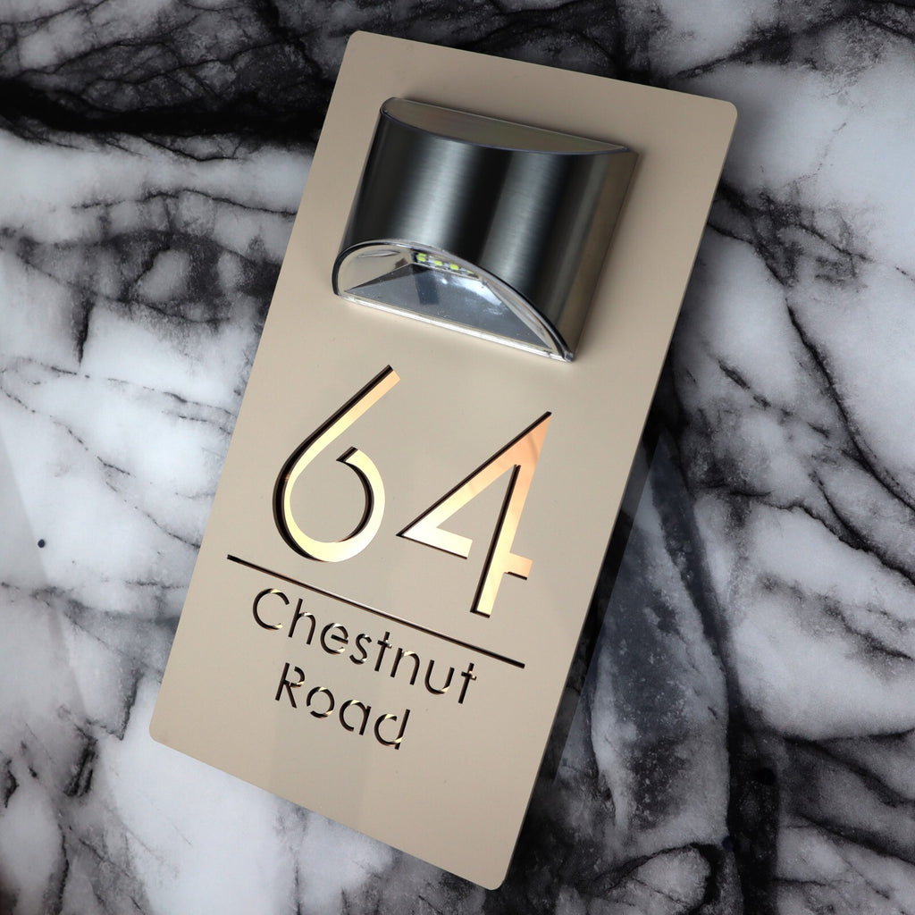 Solar Bellissima LED Custom House Numbers Plaque 160mm x 300mm