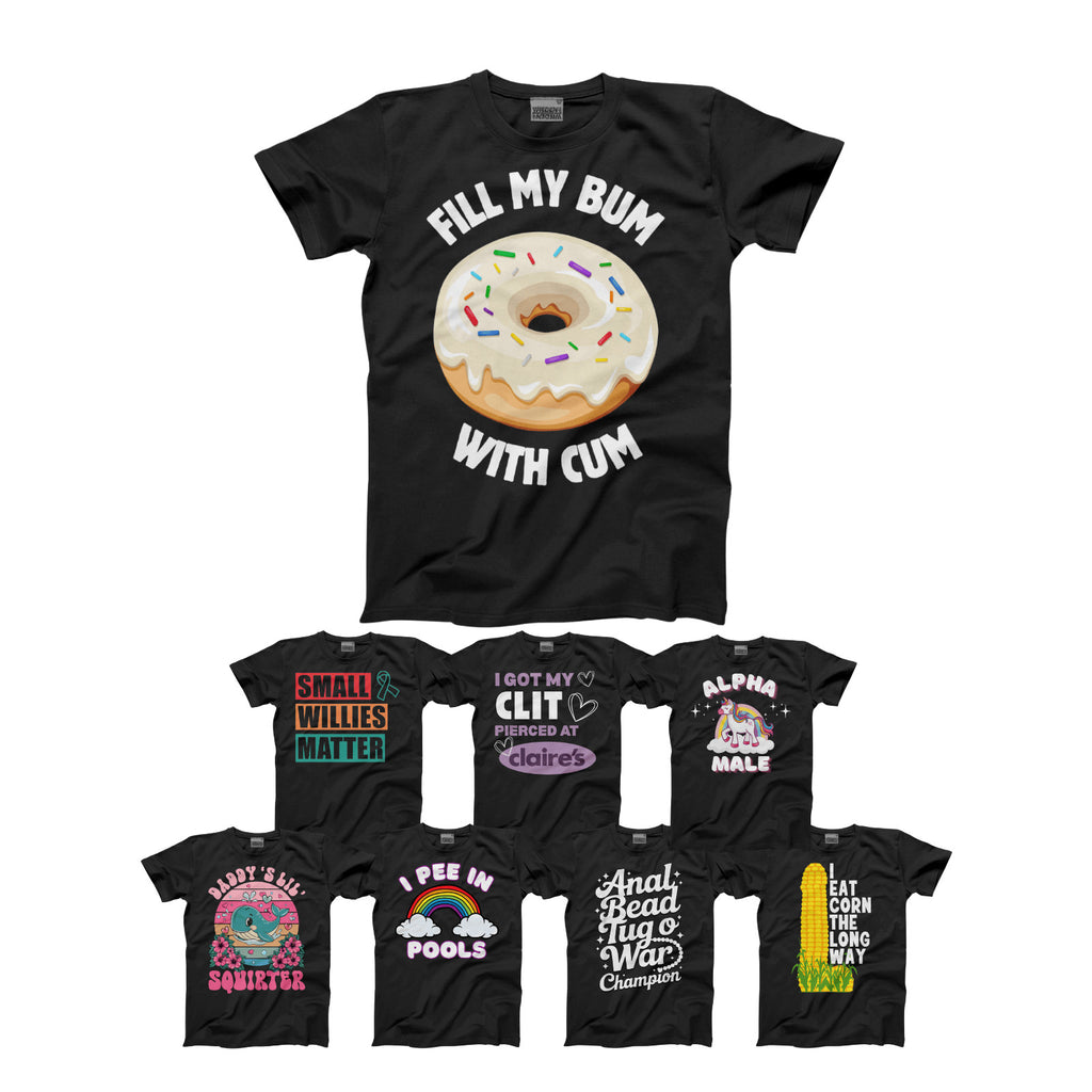 HotScamp Men's Offensive Joke Funny Graphic T Shirt Black
