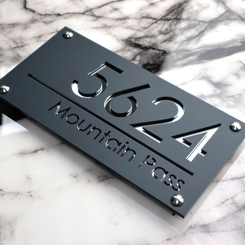K Smart Sign Luxe A4 Door Address Plaque House Number Sign Grey