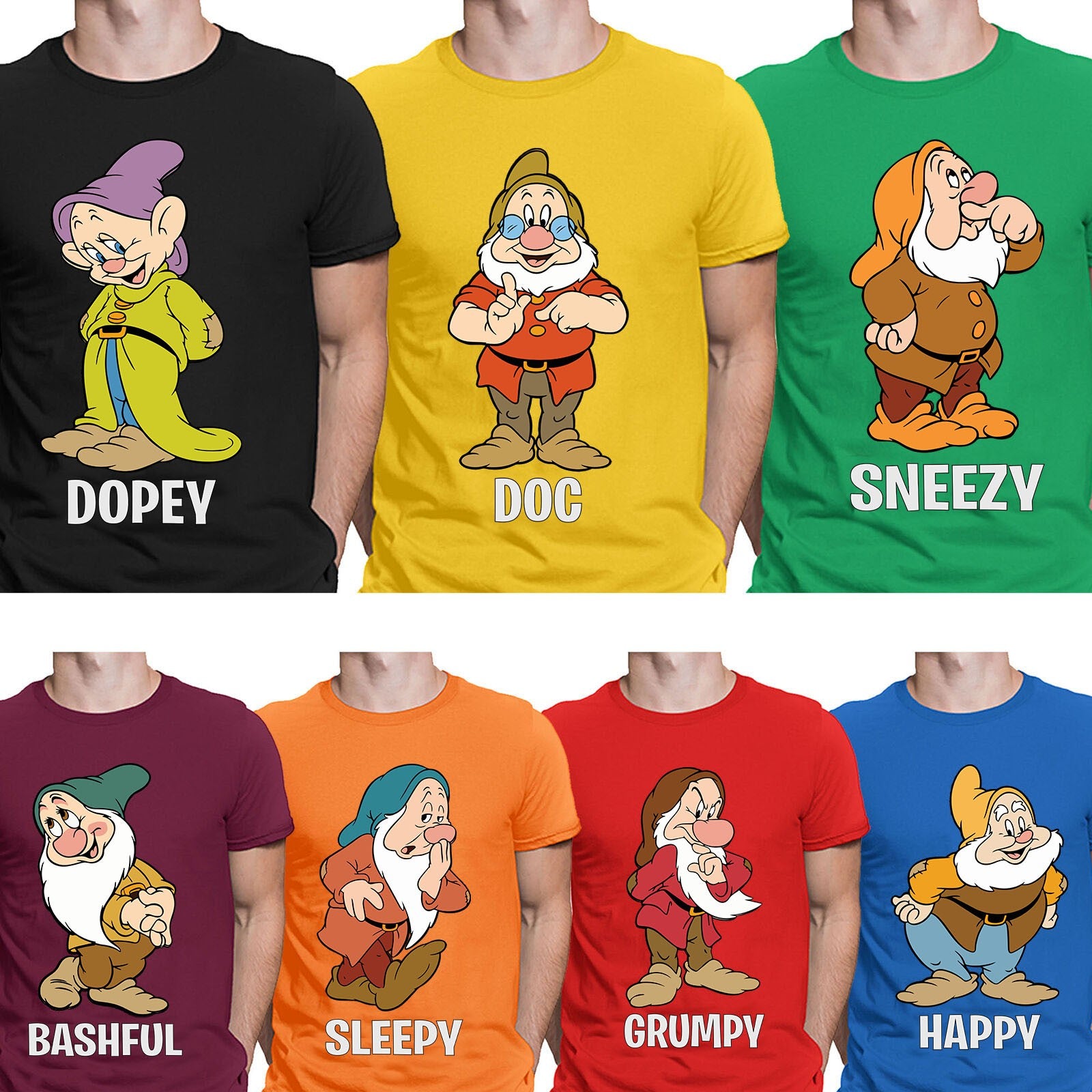 Snow White Seven Dwarfs T-Shirt Funny Halloween Costume Tee Top