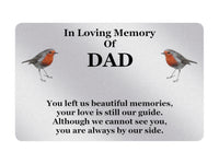 P028 In Loving Memory Of DAD Robin Memorial Funeral Plastic PVC Plaque Sign Card