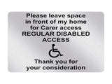 P164 Please leave space in front of my home Disable Plastic PVC Plaque Sign Card